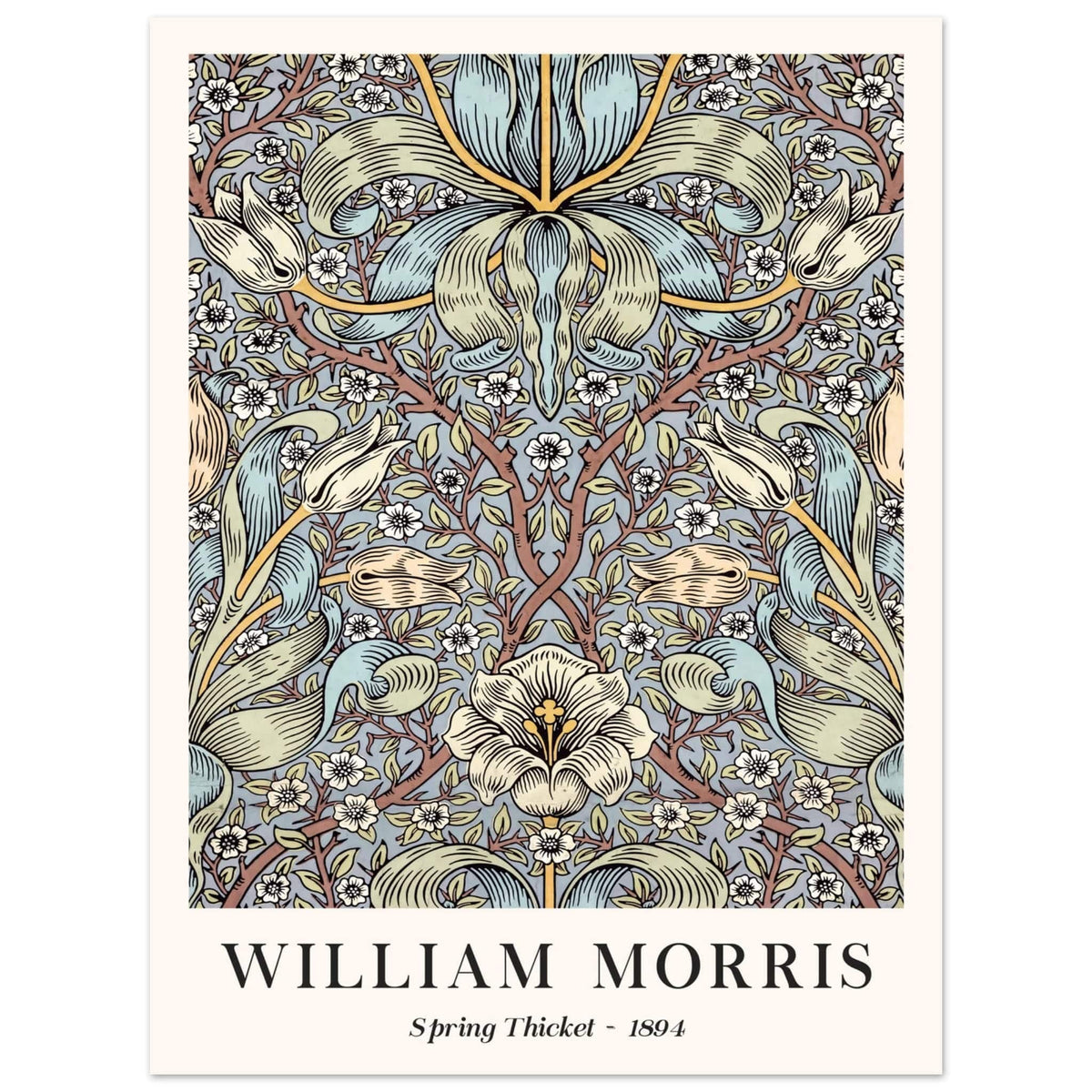 Artfulprints Poster William Morris - Spring thicket 1884  - 30x40 cm - Blauw