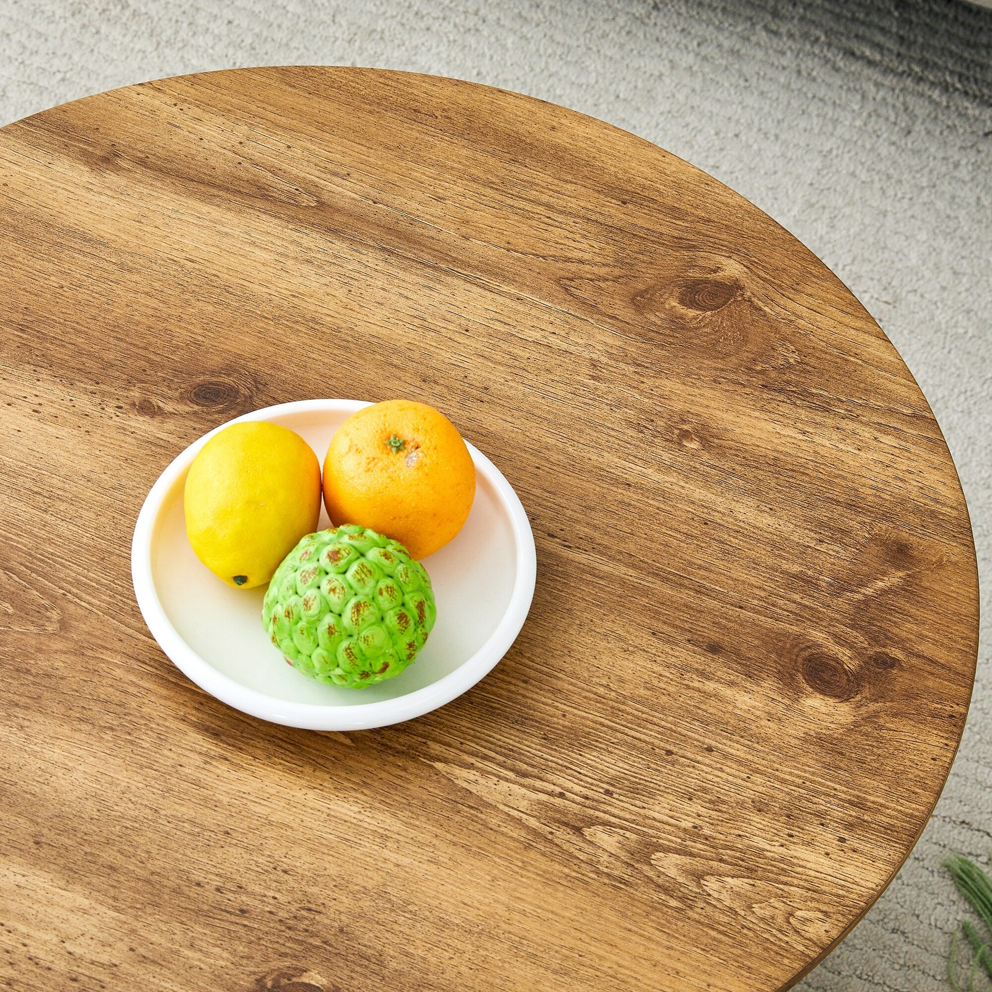 Wood Grain Mdf Round Coffee Table,Wood Grain Texture Sticker,Exquisite Wood Grain Surface,Round Tabletop Design.