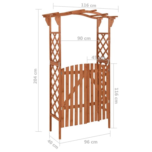 NNEVL Pergola with Gate 116x40x204 cm Solid Firwood