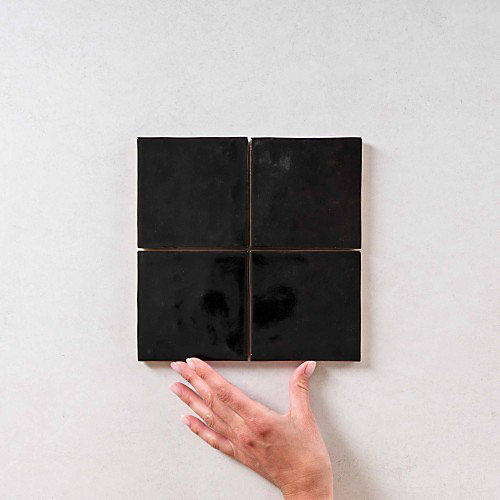 Carrelage Effet Zellige Noir MANARA CLAY 10x10 Berber Black - Les Carreaux de Jean