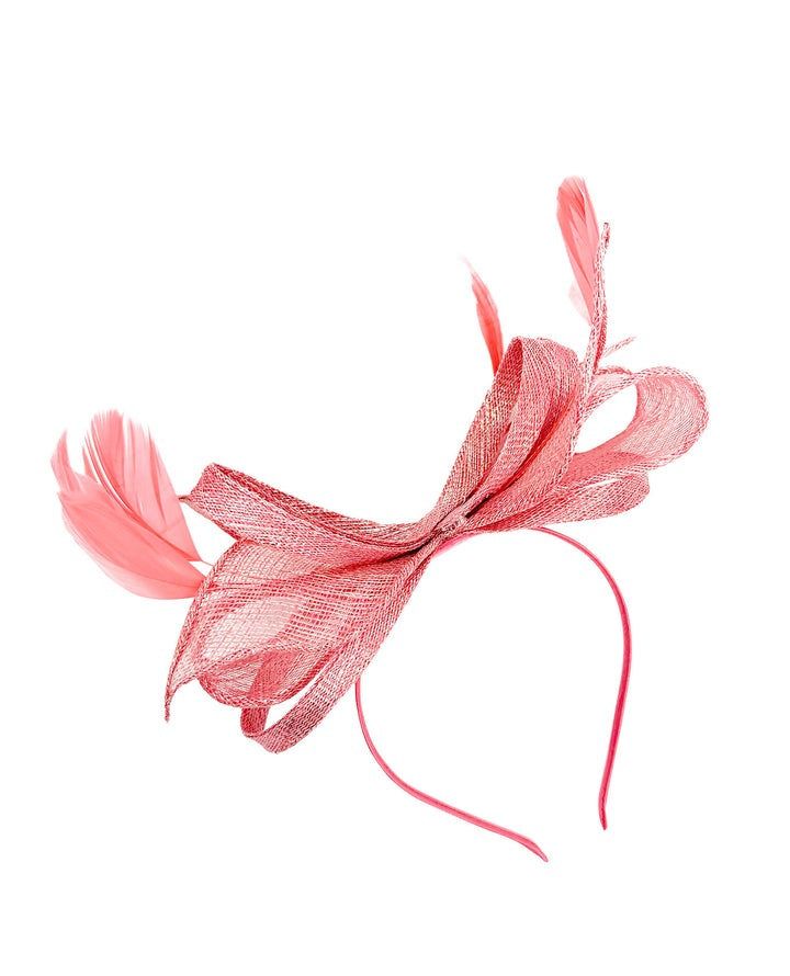 SVNX Bow Shaped Fascinator with Sinamay Curls & Feathers