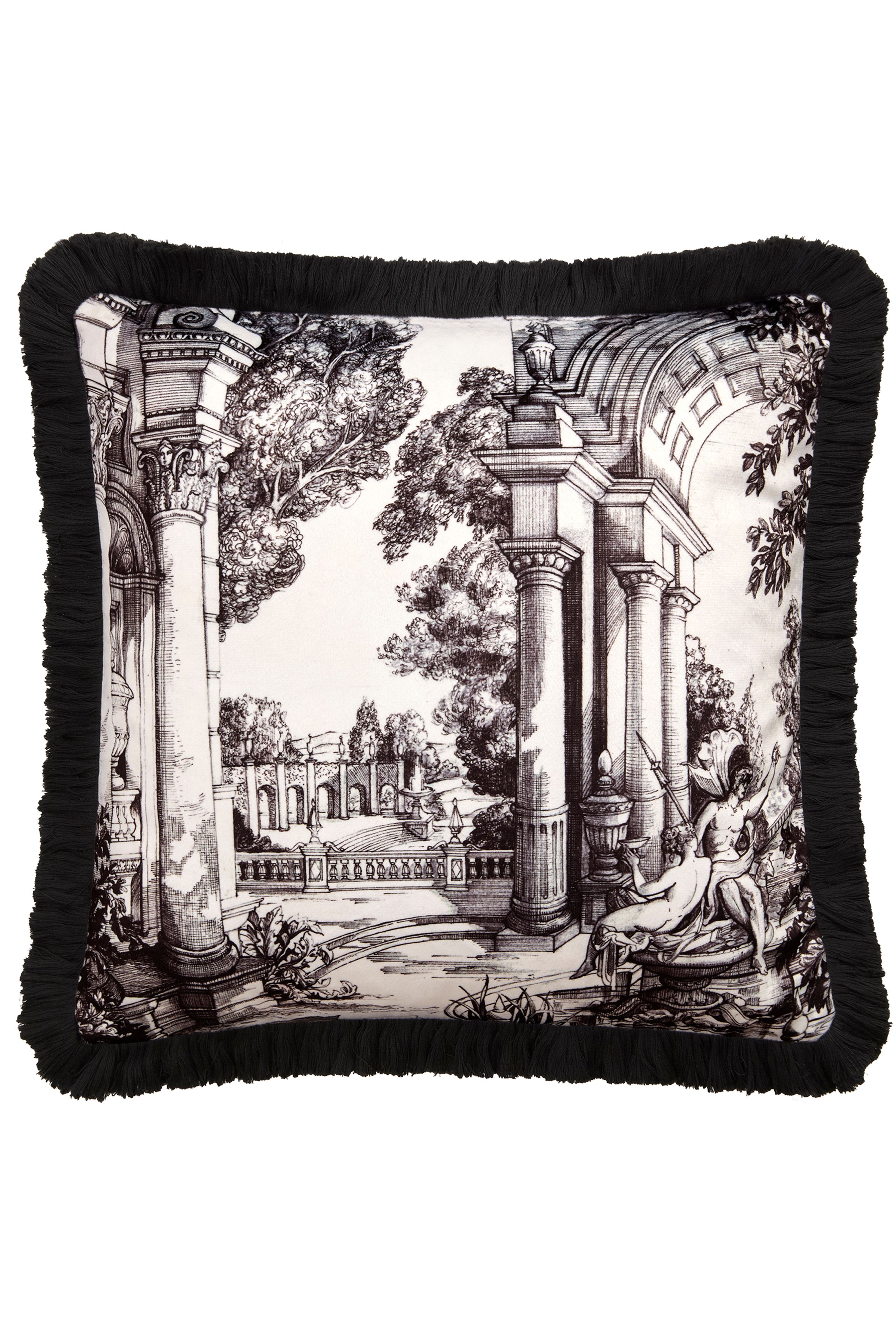 Laurence Llewelyn-Bowen Vista' Hand Drawn Print Velvet Filled Cushion