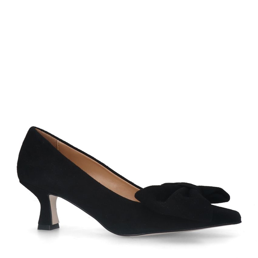 Manfield Zwarte leren pumps
