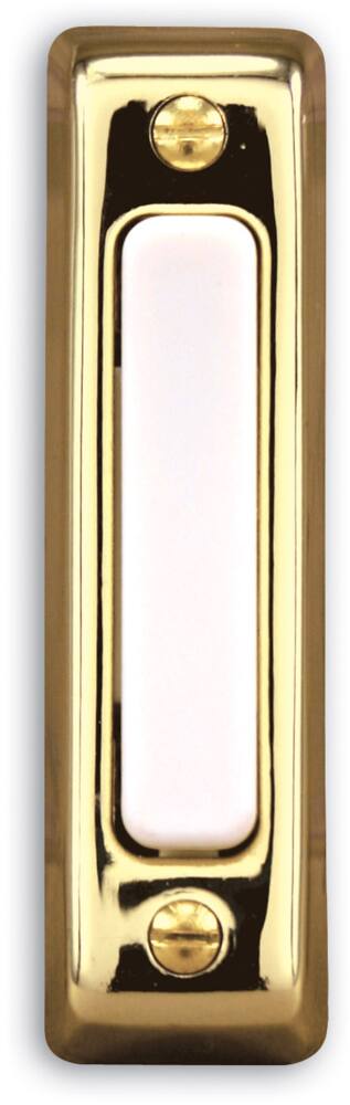 Globe Wired Unlighted Push Doorbell Chime Button, Polished Brass/Gold