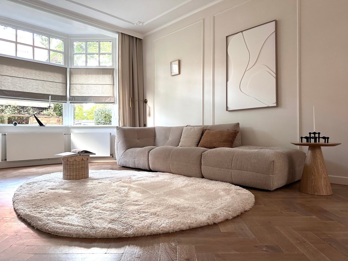Organisch hoogpolig vloerkleed Odelia beige/wit - Interieur05