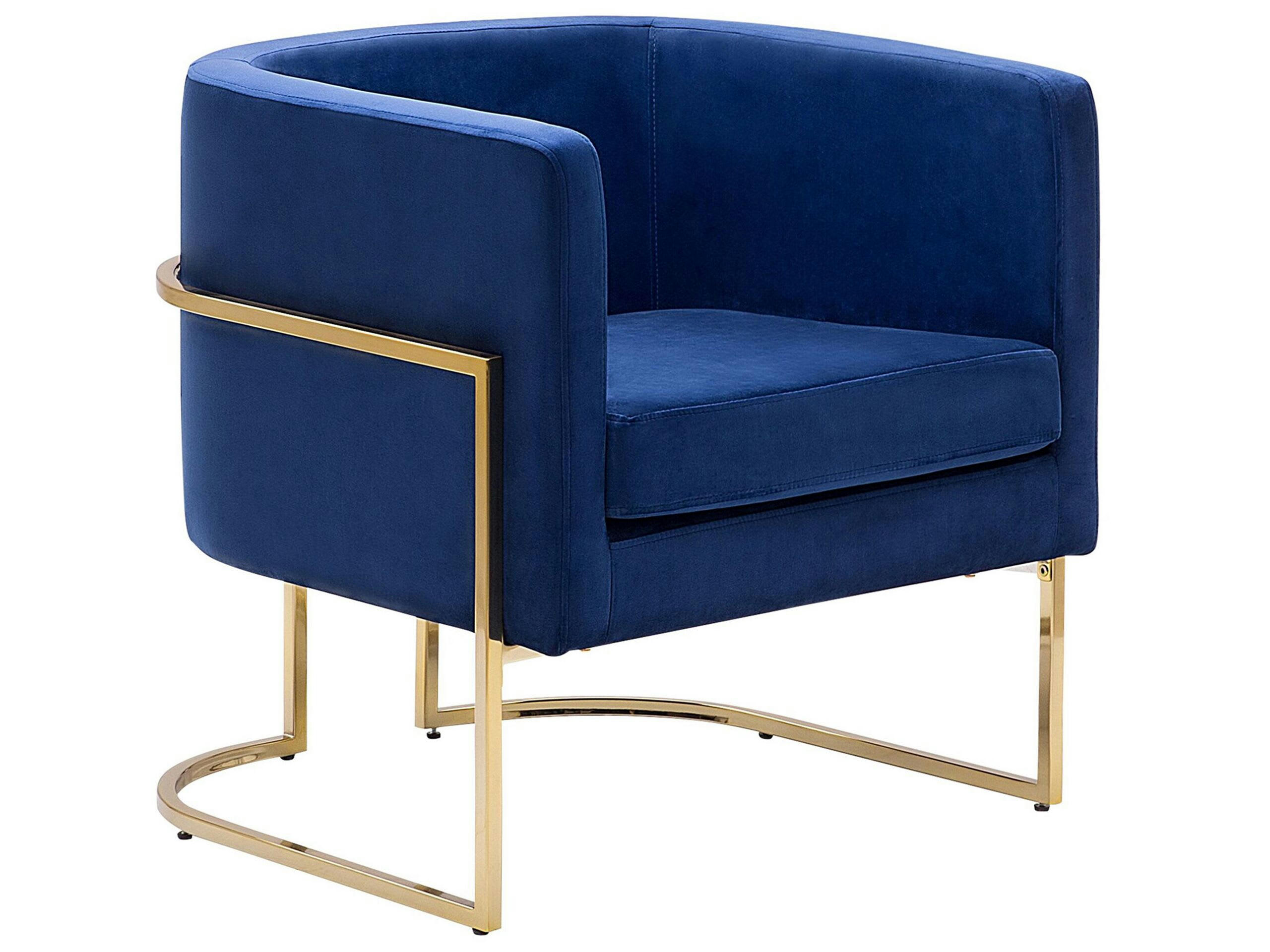 SIRKKA - Fauteuil club en velours bleu foncé
