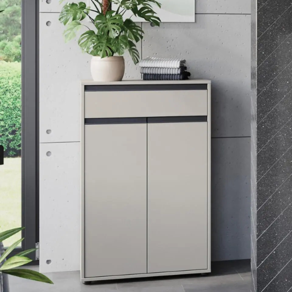 Opbergkast Lamon - 2 deuren; 1 lade - grijs