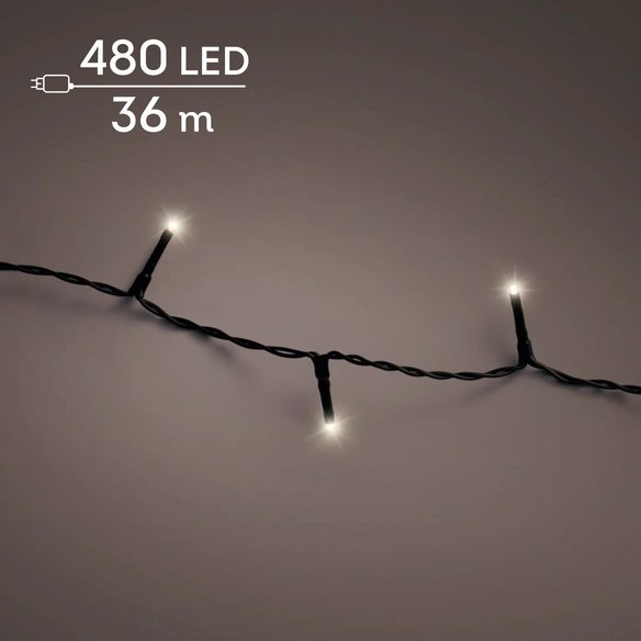 Lichterkette, 36 m 480 L schw. Kabel ww m.Timer Dimmer