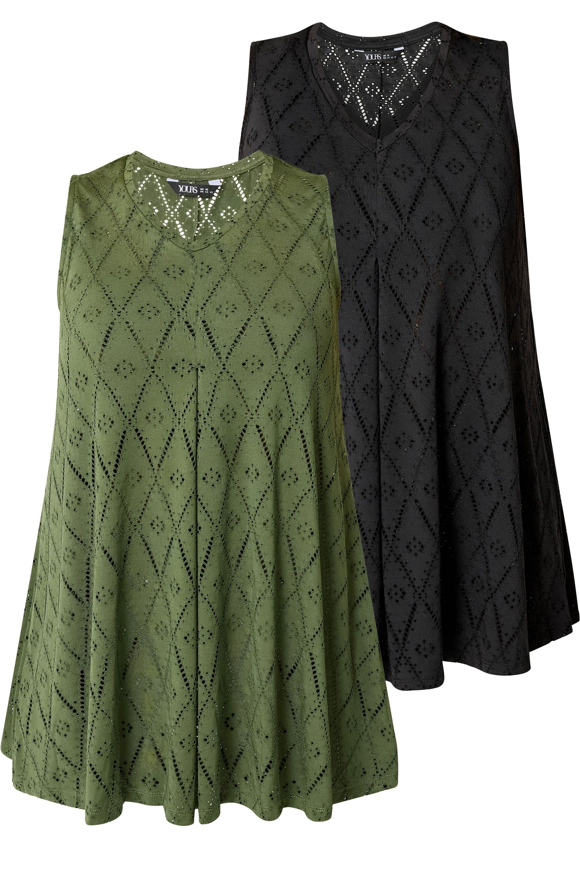 Yours 2 Pack Pointelle Vest Tops
