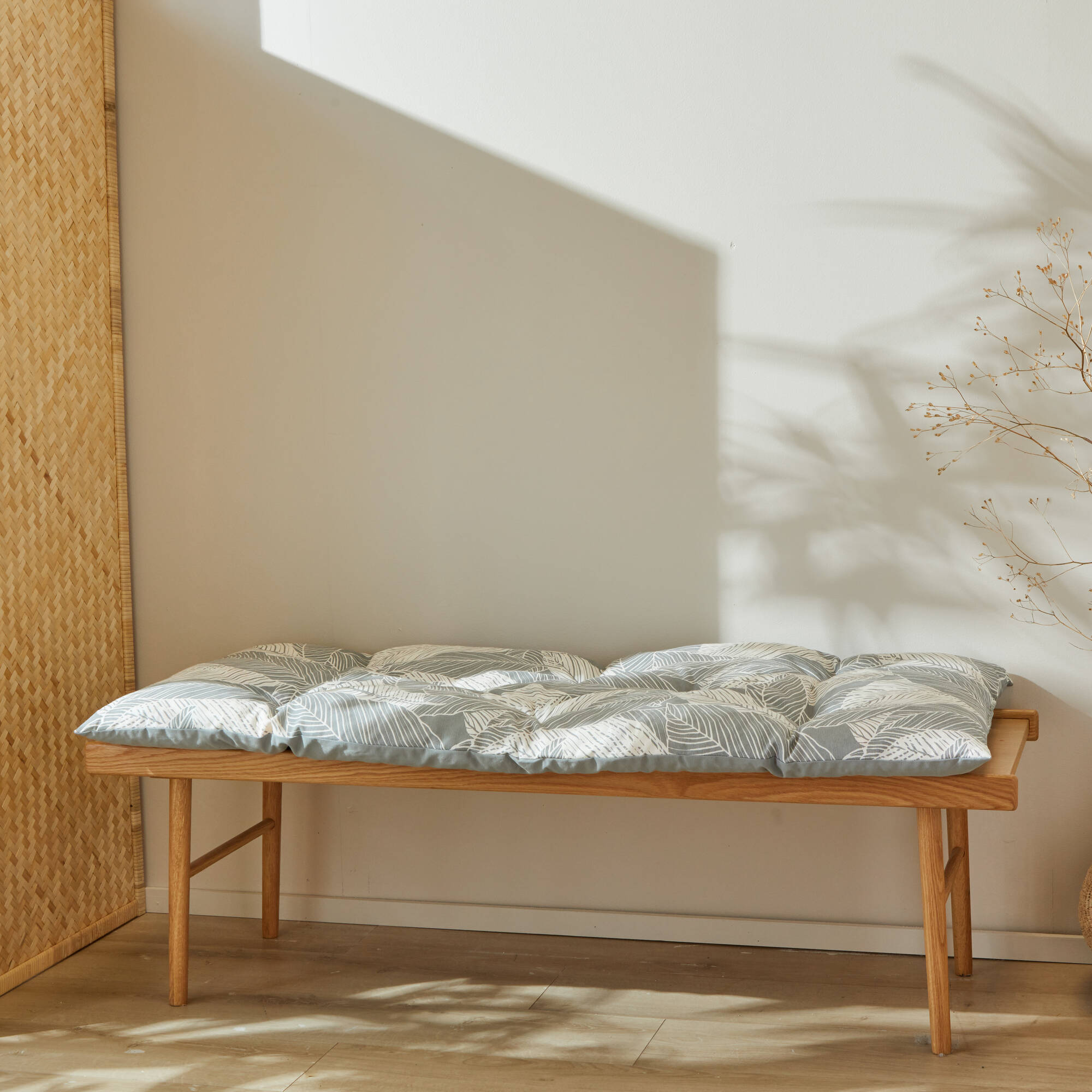 Long coussin déco imprimé feuillage