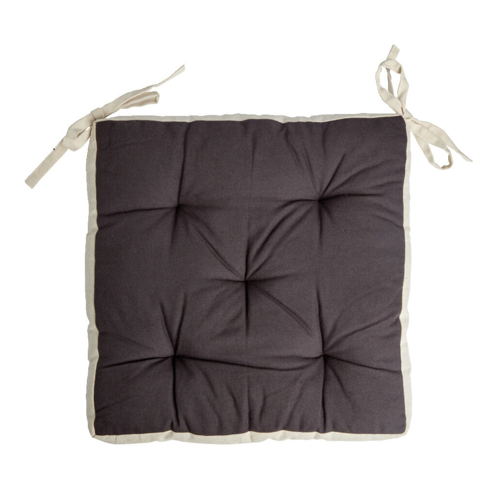 Galette de chaise matelassée en coton gris 40x40cm