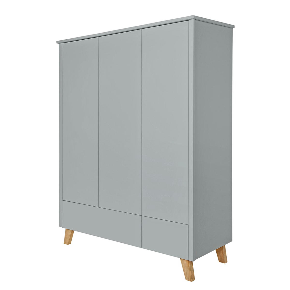 ZARA - Armoire 3 portes 2 tiroirs gris