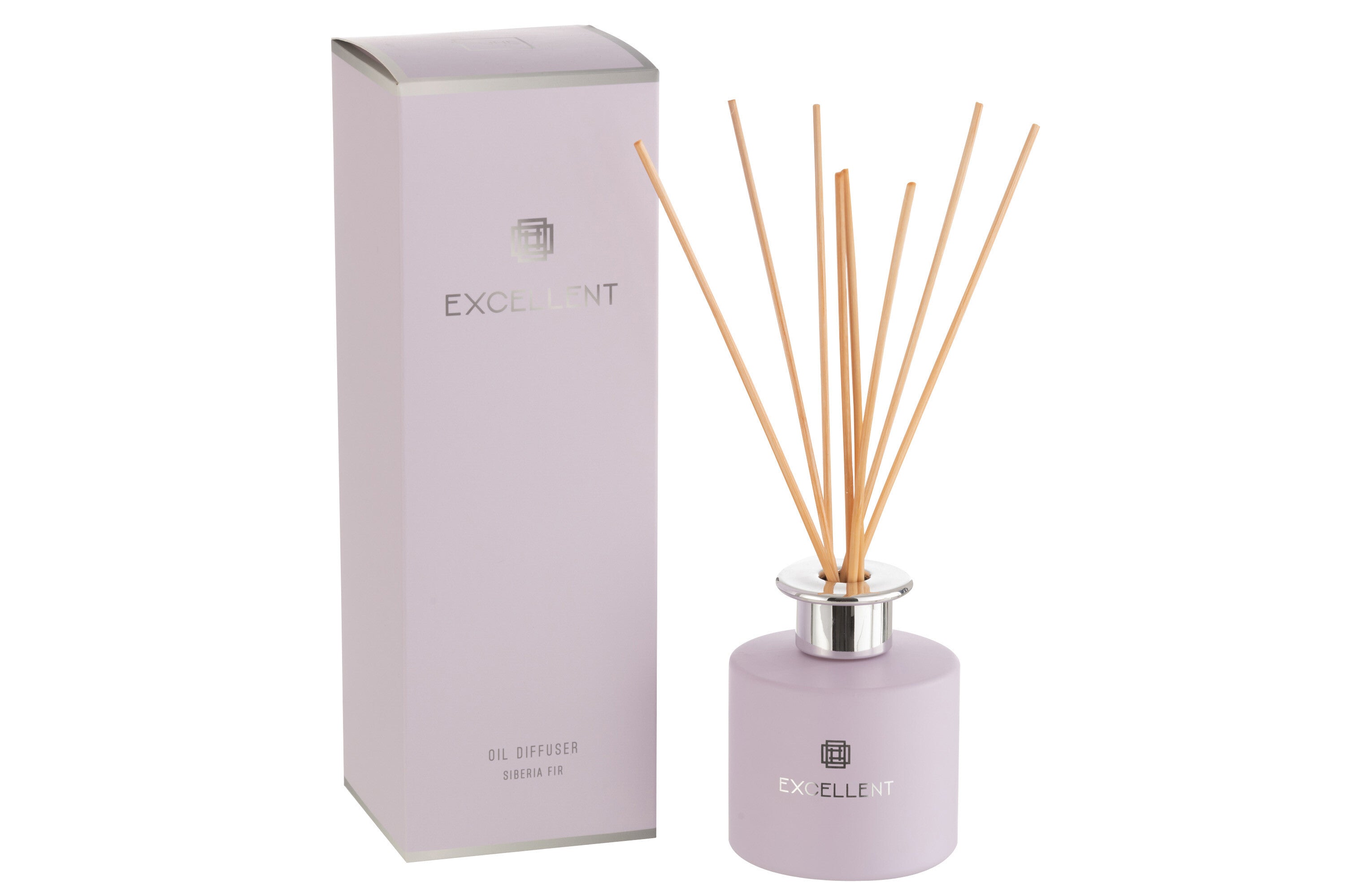 J-Line geurolie + stokjes Excellent - Siberia Fir - glas - paars
