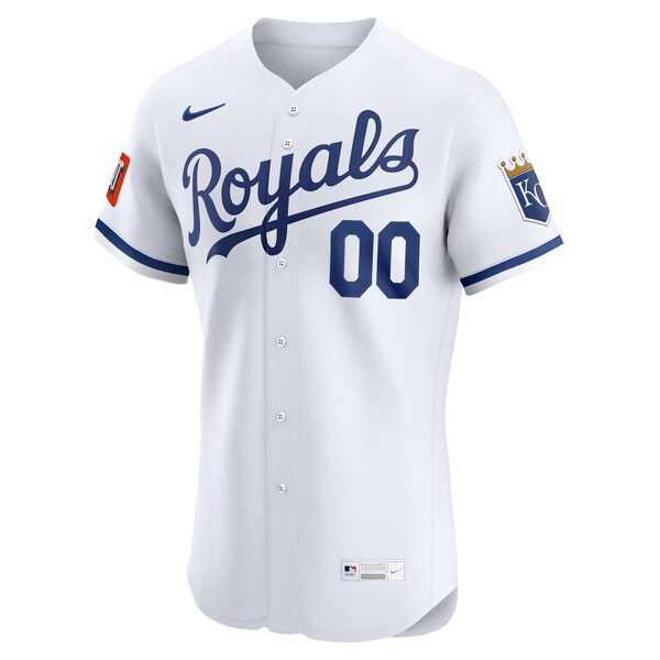 Kansas City Royals Nike Home Elite Sponsor Patch Custom Jersey - White