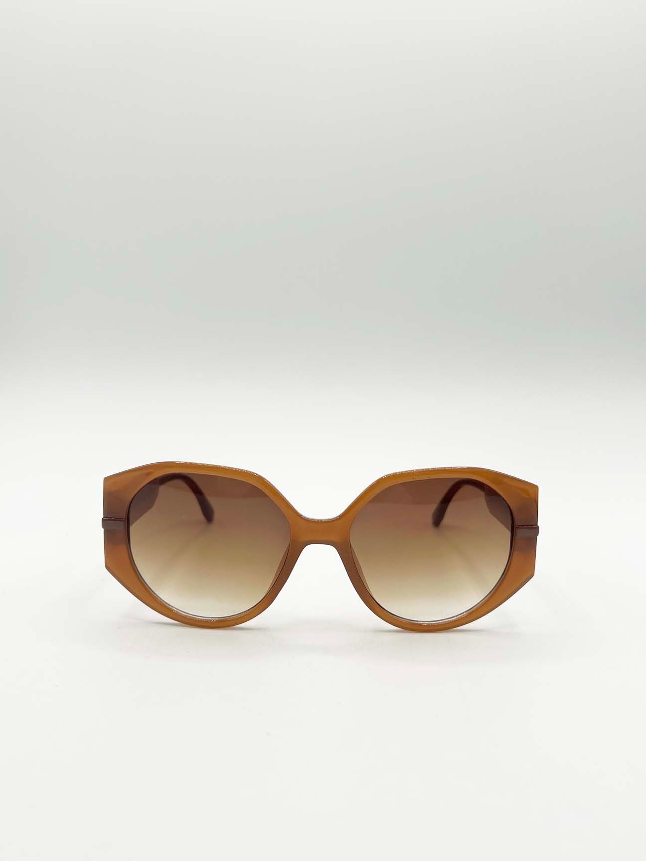 SVNX Round Circle Sunglasses in Brown