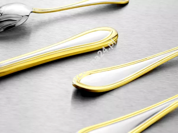 Komplet sztućców 24 cz. na 6 osób Hisar - Avsa Gold (3.0/2.5 mm) złocone
