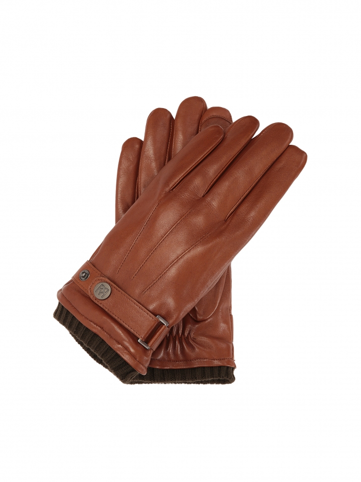 Brown men's gloves with touch screen
