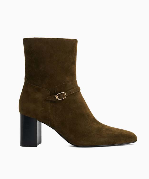 Ollen Khaki - Suede Heeled Ankle Boots
