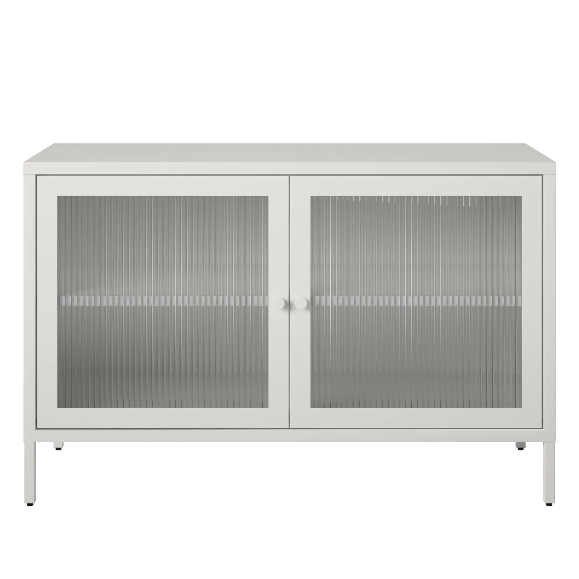 Systembuild Evolution Autumn Avenue Metal 2 Door Storage Cabinet with Fluted Glass