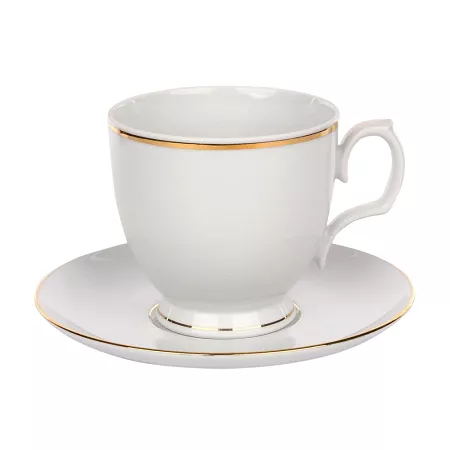 Filiżanka do ze spodkiem 0,35 L / 17 cm (Cappucino) Altom Design -MariaPaula ZŁOTA LINIA L02