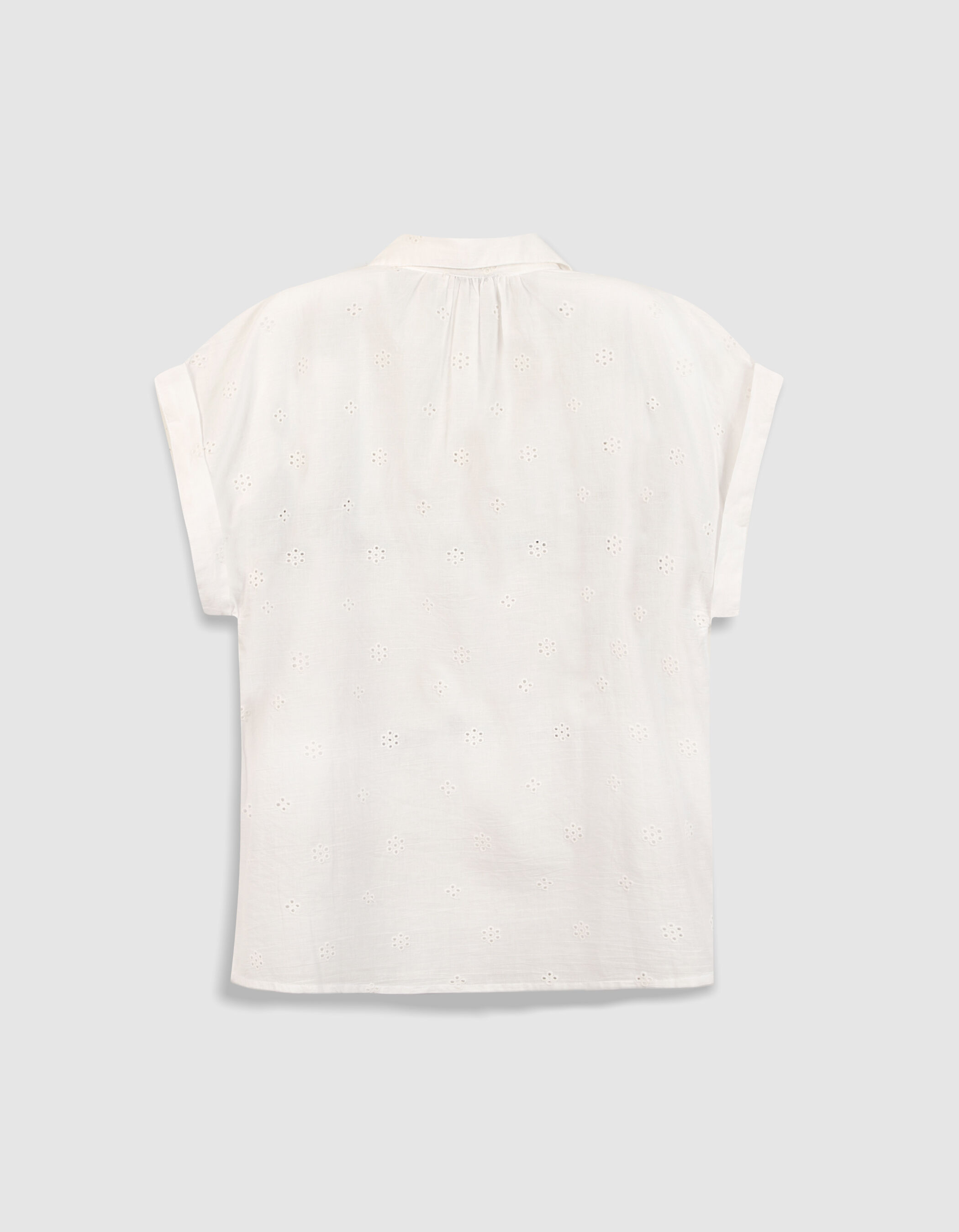 Chemise manches courtes blanche broderie anglaise Femme