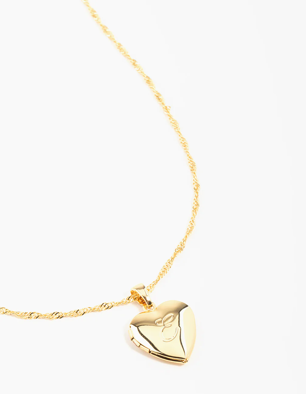 Gold Plated Heart Locket Letter  E Necklace
