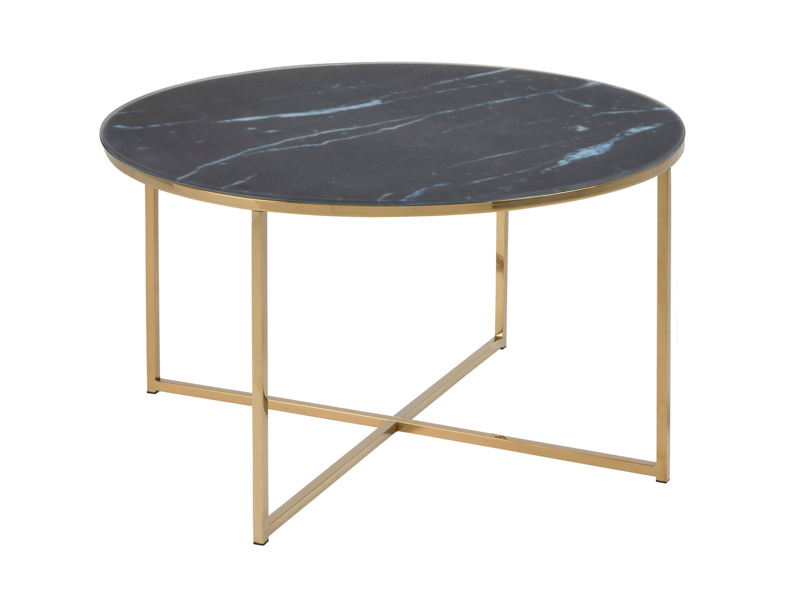 Ława okrągła 80 cm Marbela Black ze złotym metalem