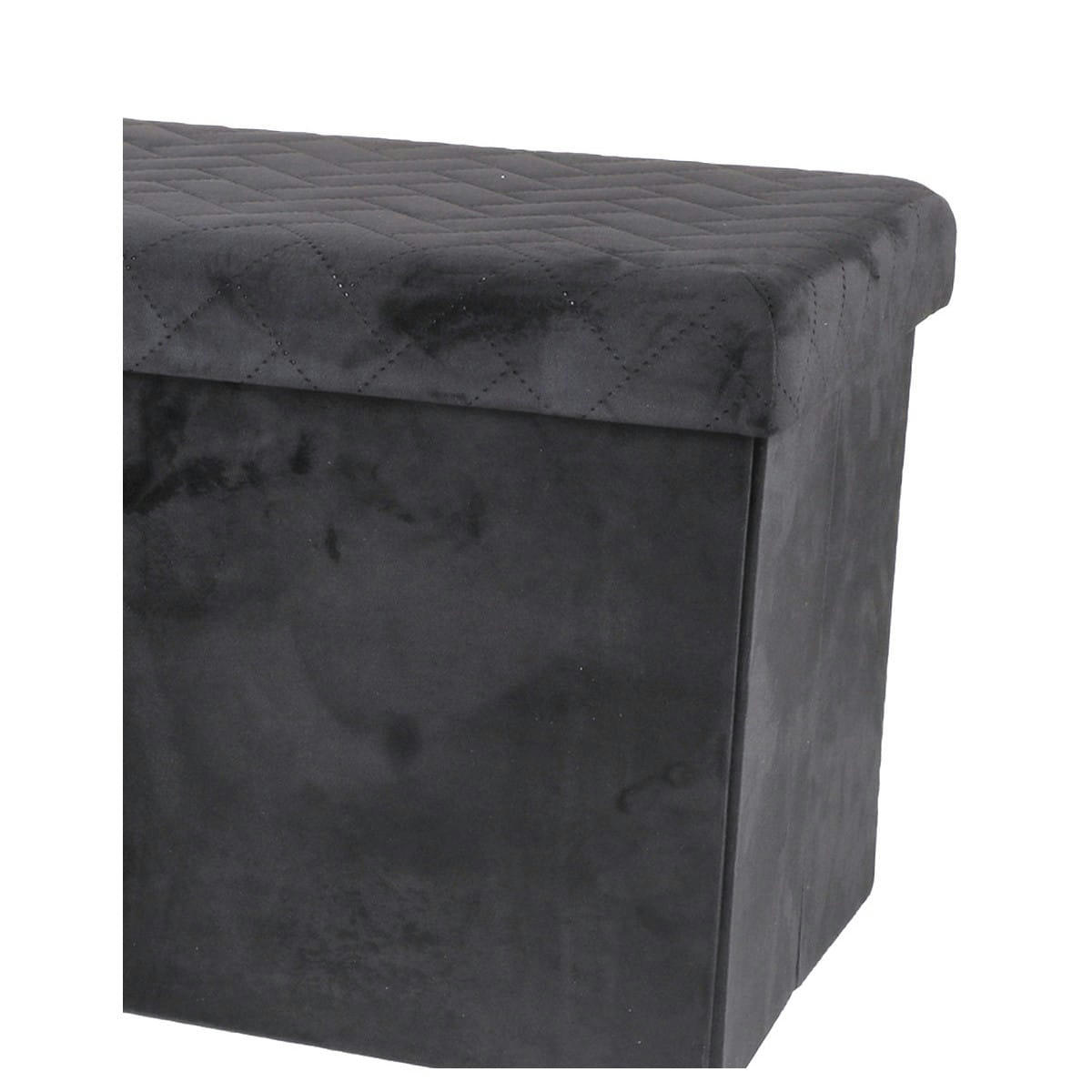 - Banquette coffre de rangement velours noir - 76x37.5x37.5cm