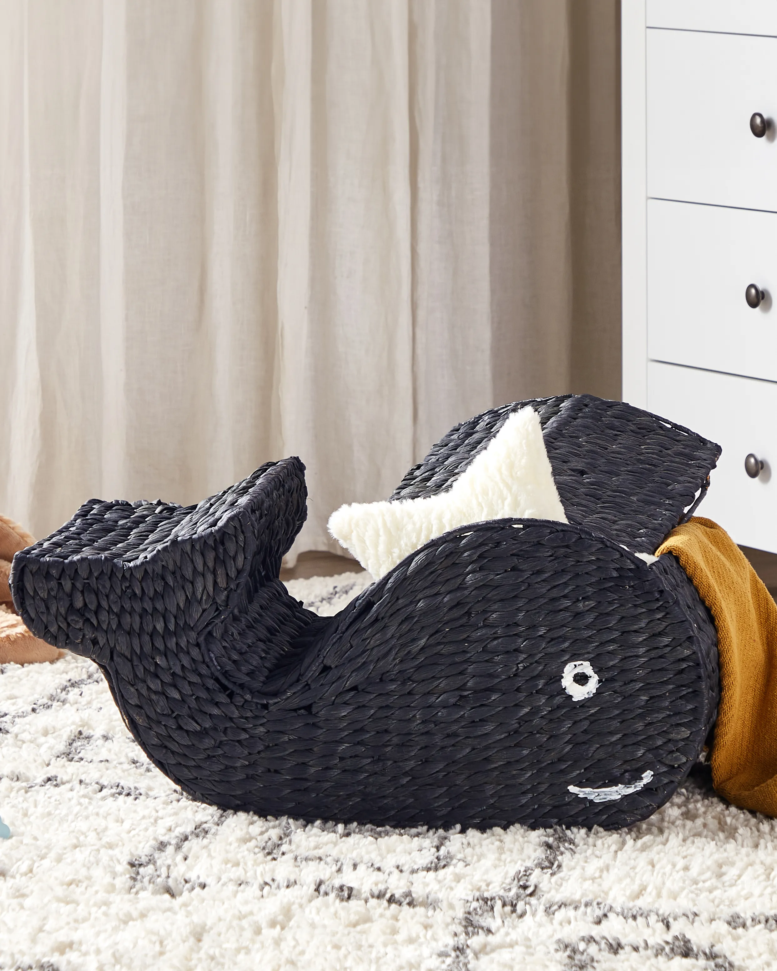 Kids Basket Whale ORANIA Wicker Black