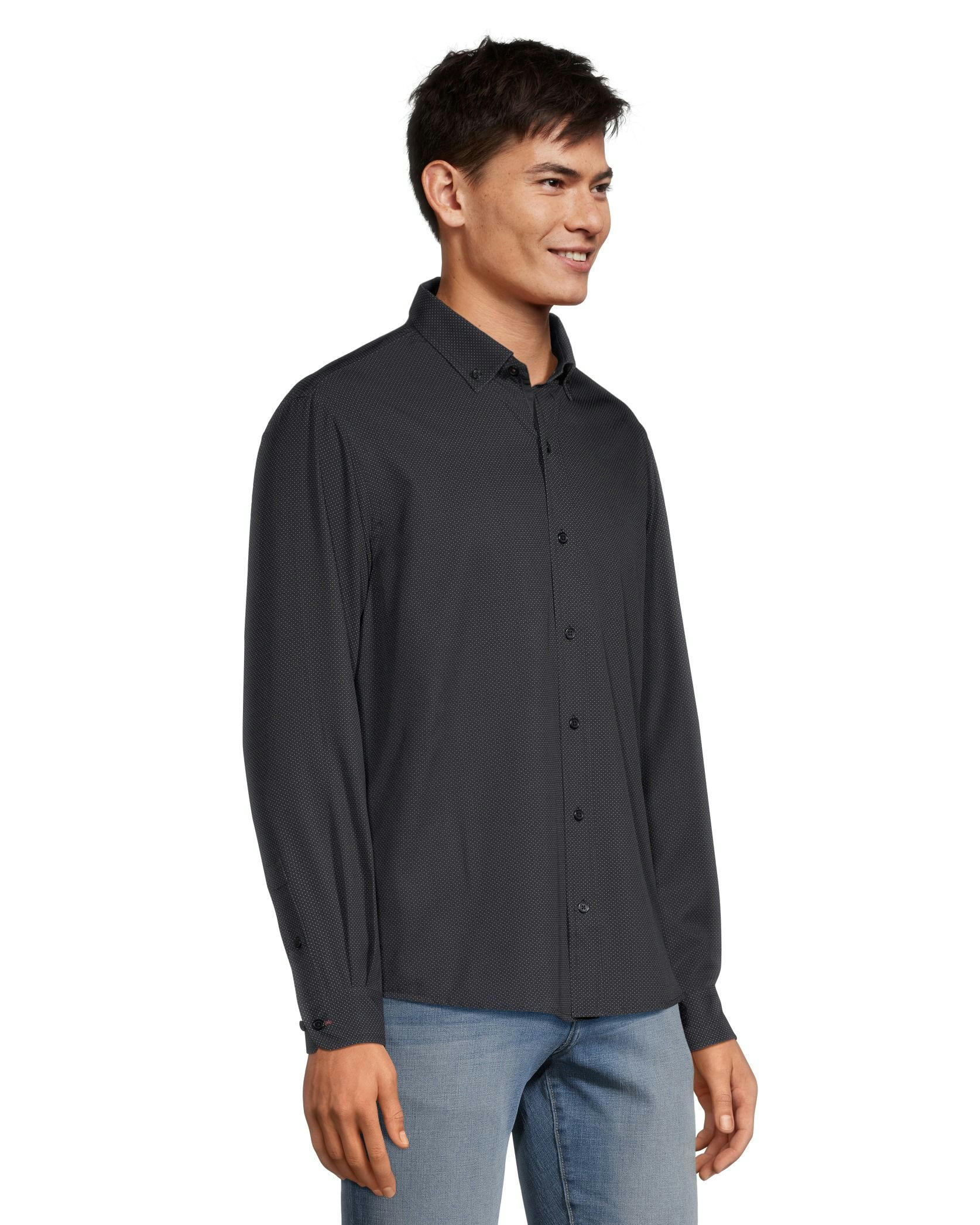 Denver Hayes Men's Hybrid 4-Way Stretch Long Sleeve Button Down Shirt