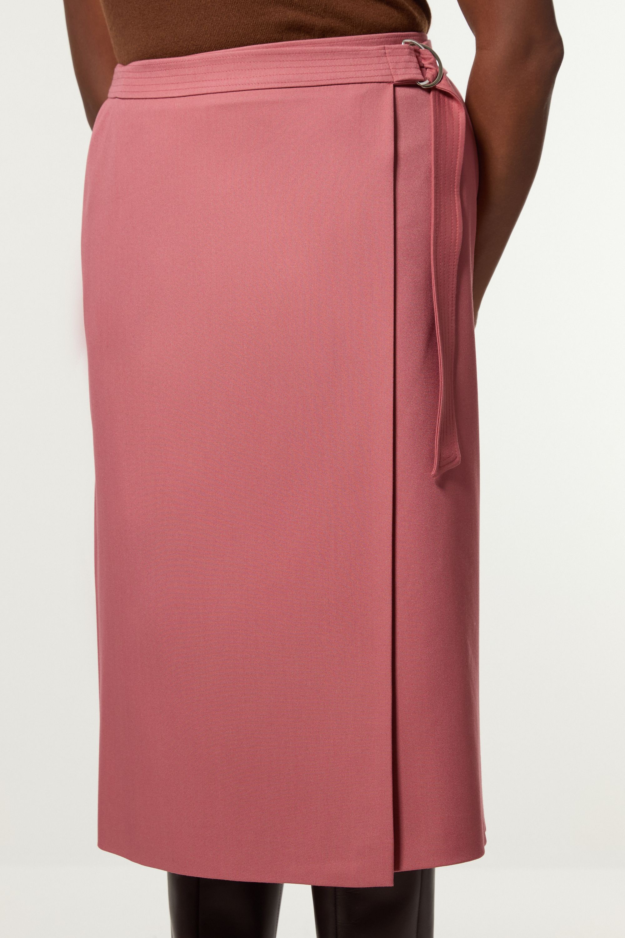 KarenMillen Plus Size Soft Tailored Wrap A Line Midi Skirt