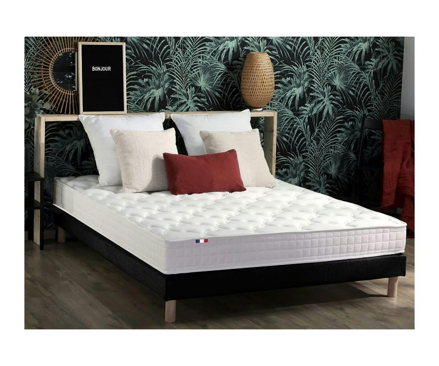 ENSEMBLE AZUR - Ensemble matelas mémoire de forme sommier noir 140x190