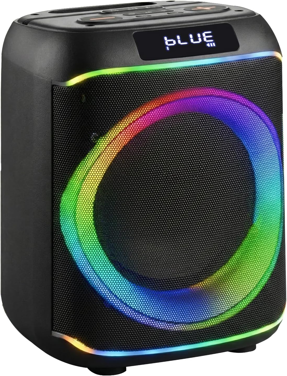 Portable Speaker, 80W Outdoor Speakers with Rich Bass, RGB Lights, Colorful Light, TWS Pairing, EQ, Outdoor Speakers for Home Party Gift (Black)