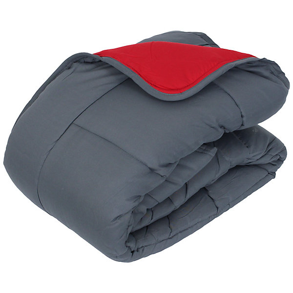 Couette hiver 140x200 cm COCOON BICOLORE Gris/Rouge garnissage fibre polyester 400g/m2