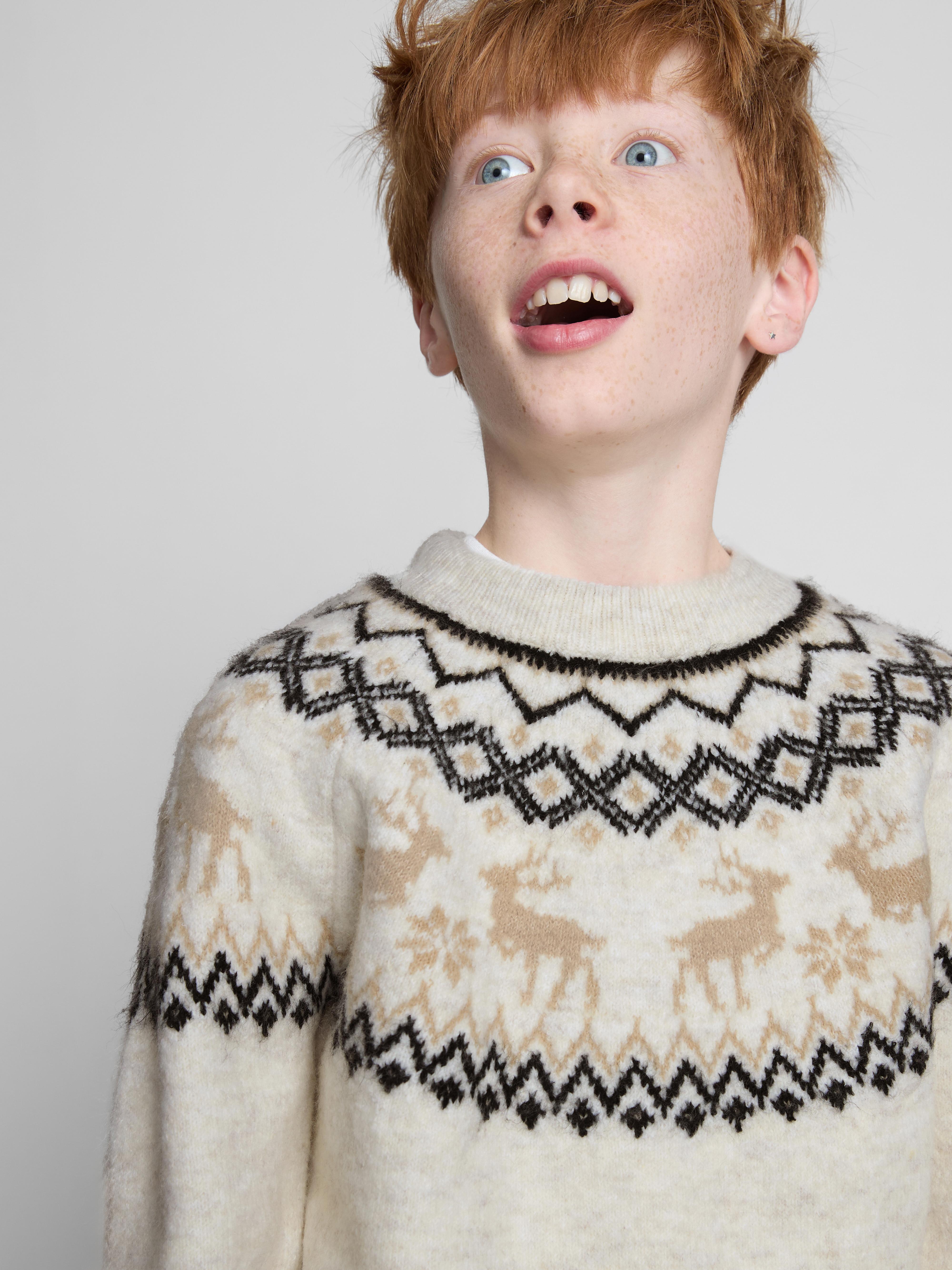 7-15yrs | Kid's Reindeer Fair Isle Family Christmas Sweater
