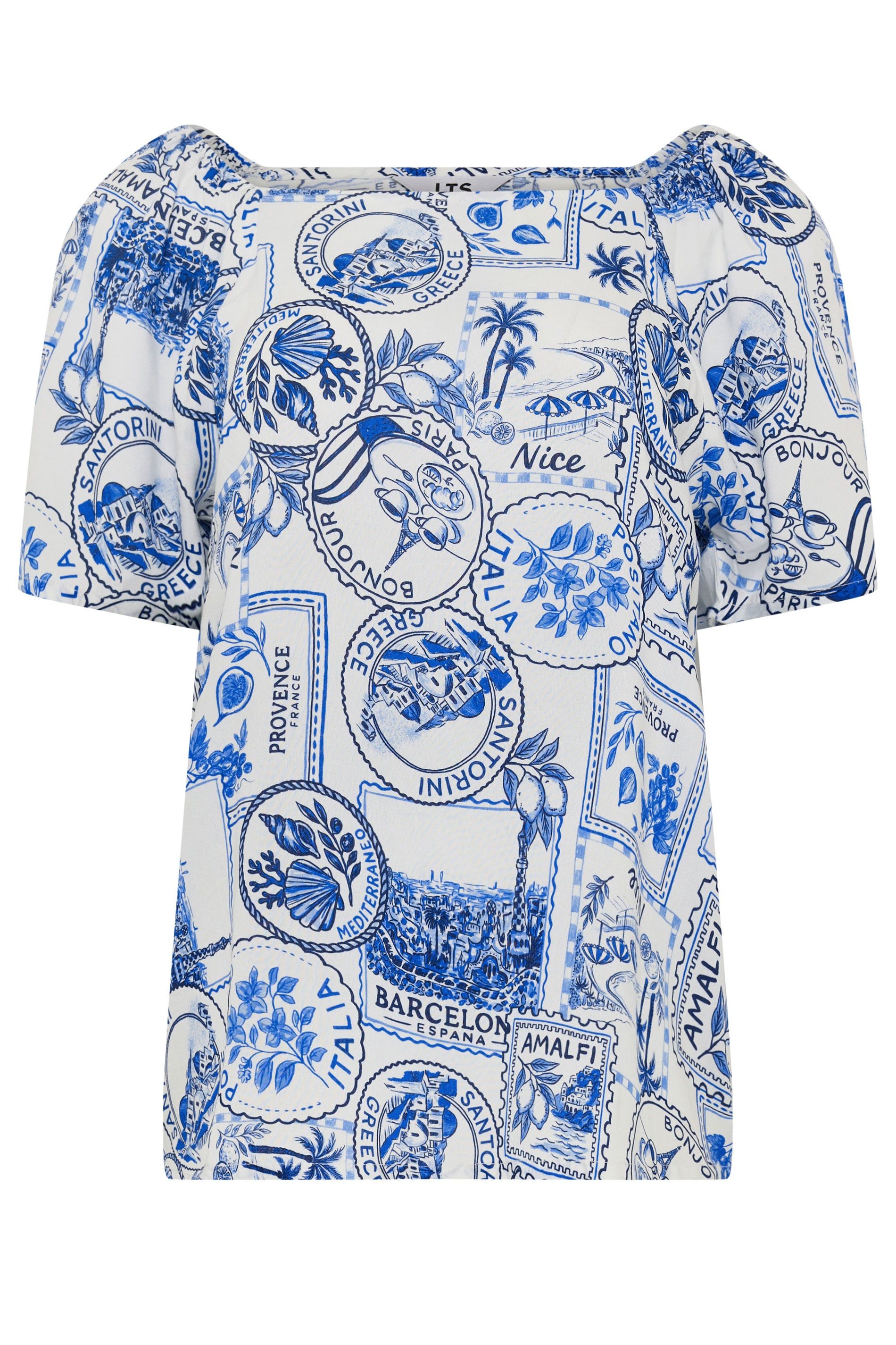 Long Tall Sally Tall Mediterranean Print Blouse