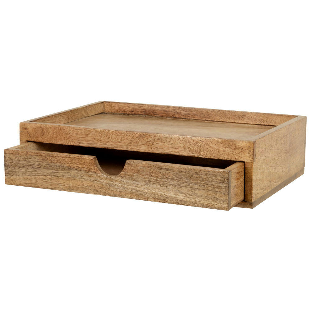 Zurich - Rangement de bureau en bois de manguier avec tiroir