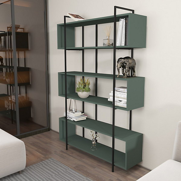Bibliothèque contemporaine vert 180cm - LULI