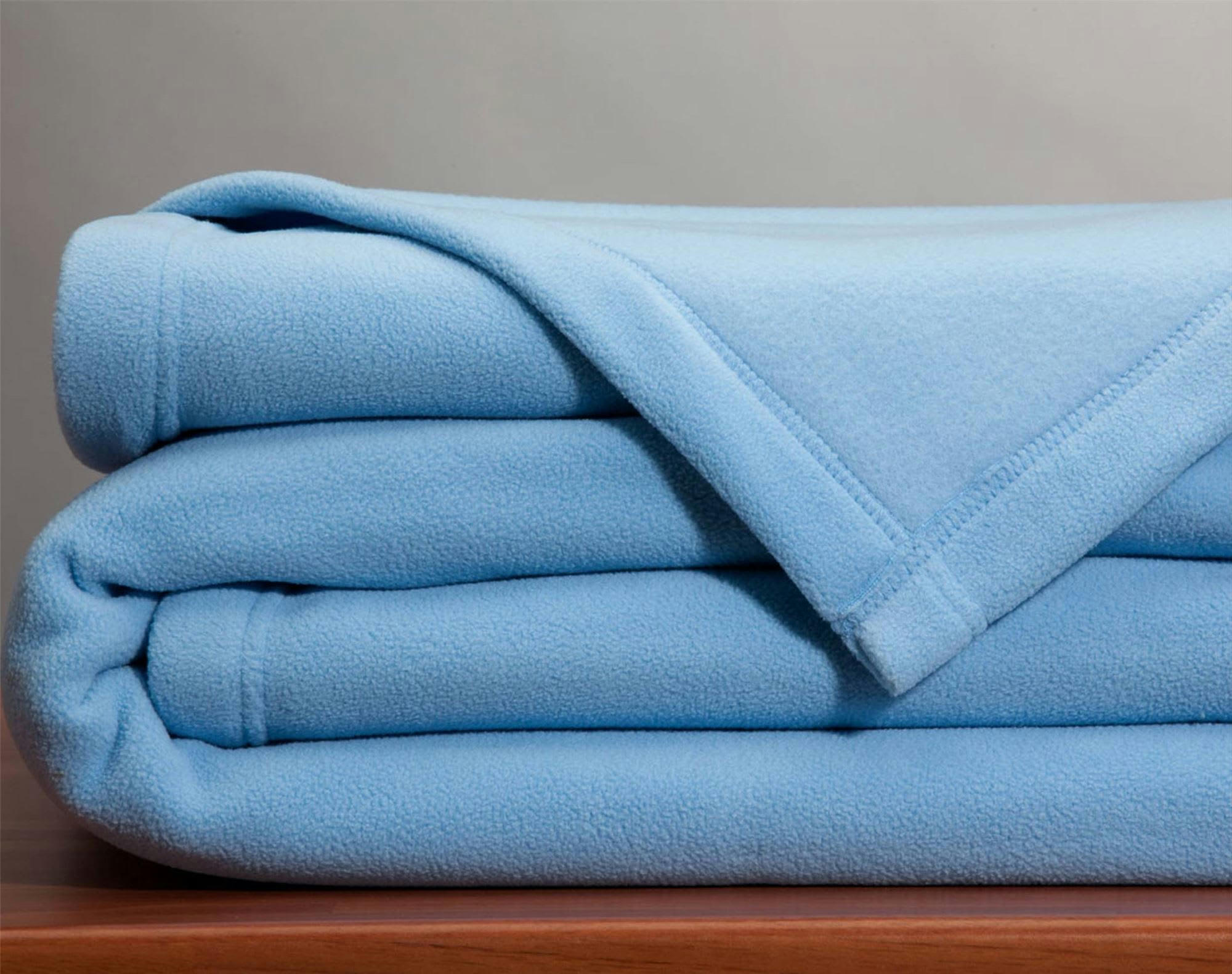 POLAIRE MICROFIBRE UNIE - Couverture tempérée 180x220 bleu ciel en polyester