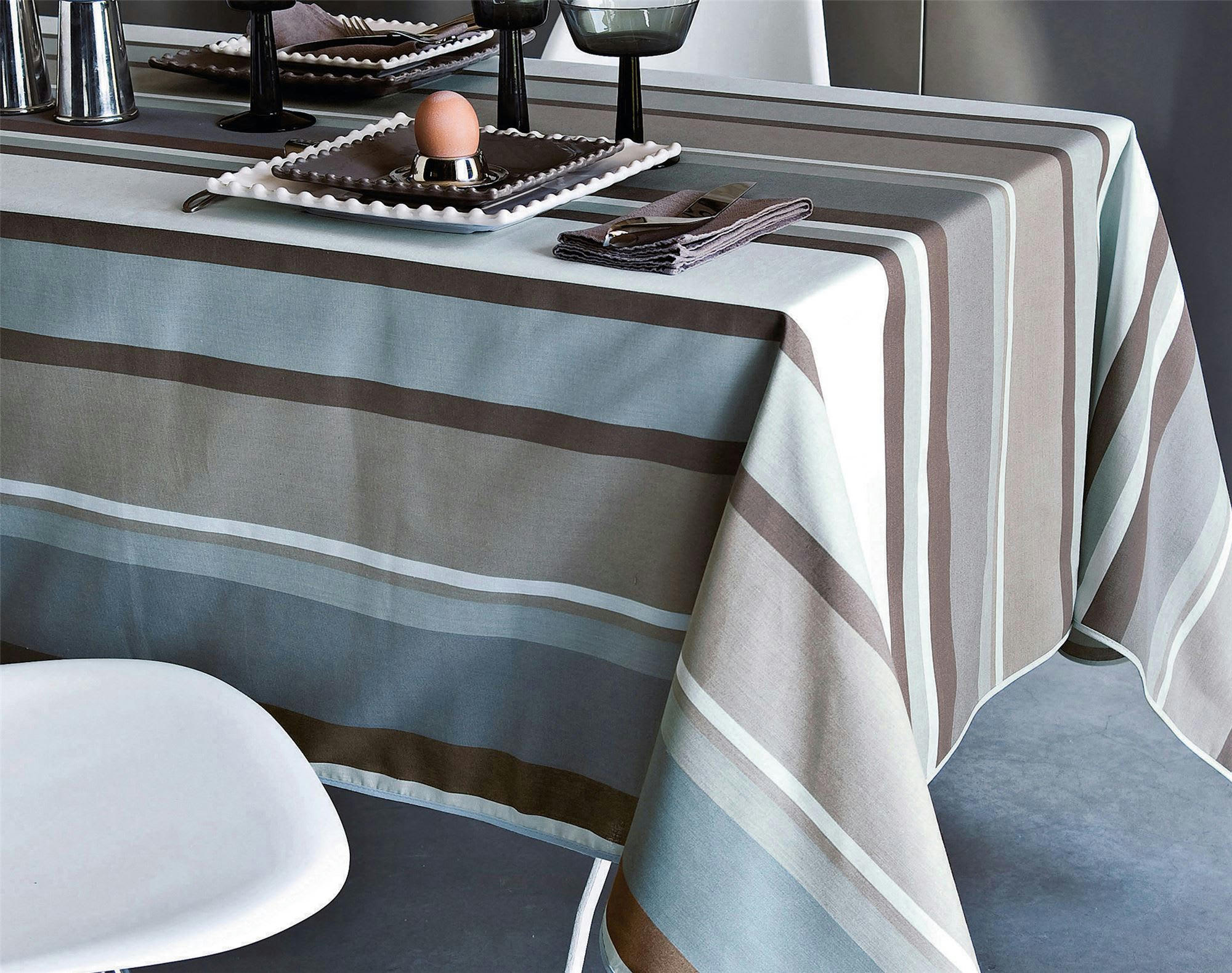 STRIBER - Nappe 150x300 bleu grisé en coton