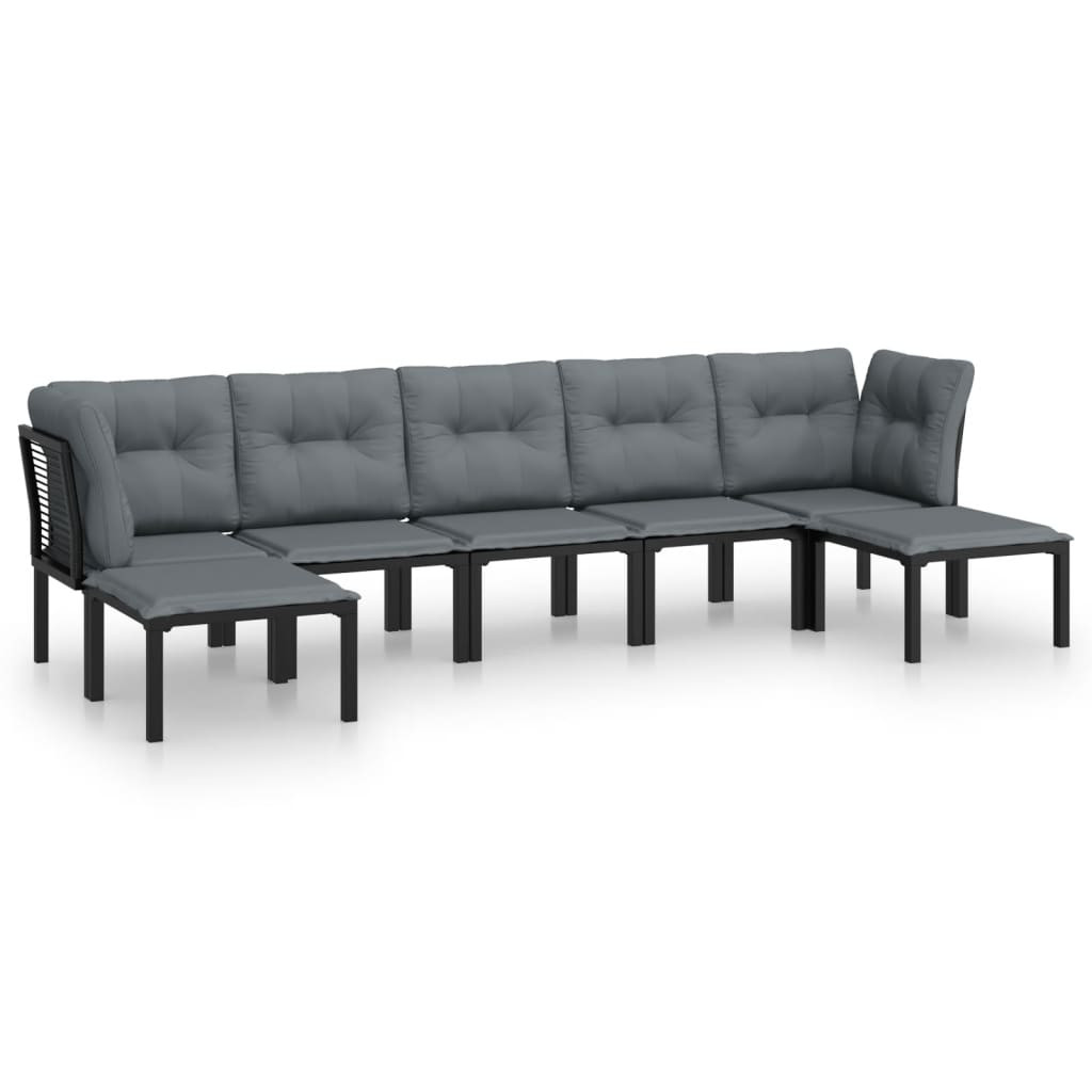 Zestaw wypoczynkowy do ogrodu Czarny Stal 2x narożna   3x sofa środkowa