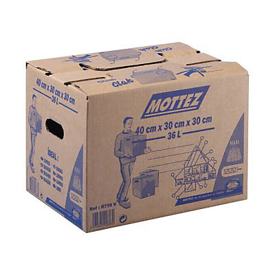 Carton de déménagement avec poignées 20 kg Mottez H. 30 x L. 40 x l. 30 cm, capacité 36 L