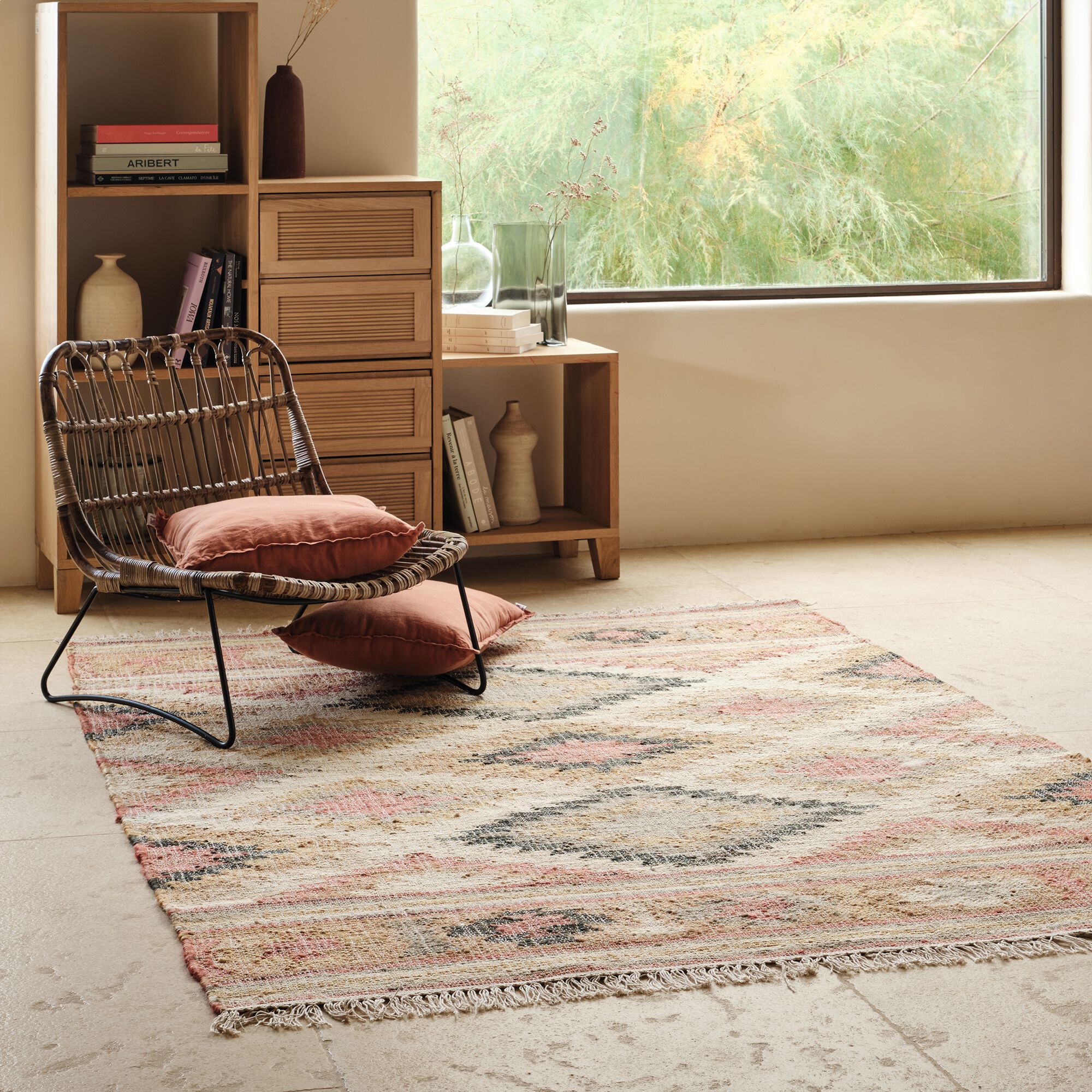 KAIS - Tapis tissé en jute et coton - beige 160x230cm