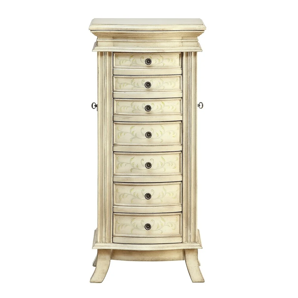 Treasure Trove Lisele Burnished Ivory 2-door 7-drawer Jewelry Armoire