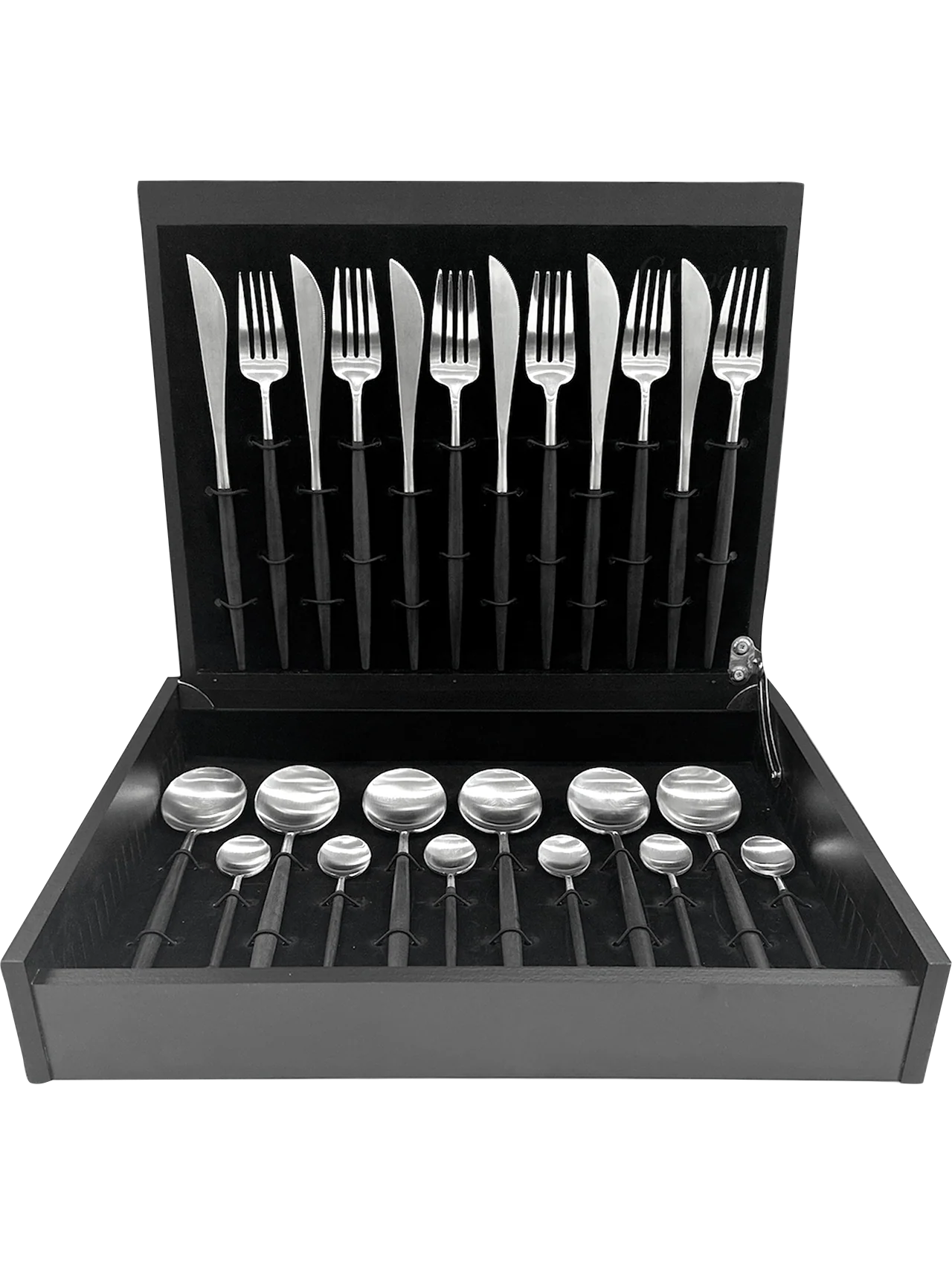 besteckset goa 24-teilig, schwarzer griff