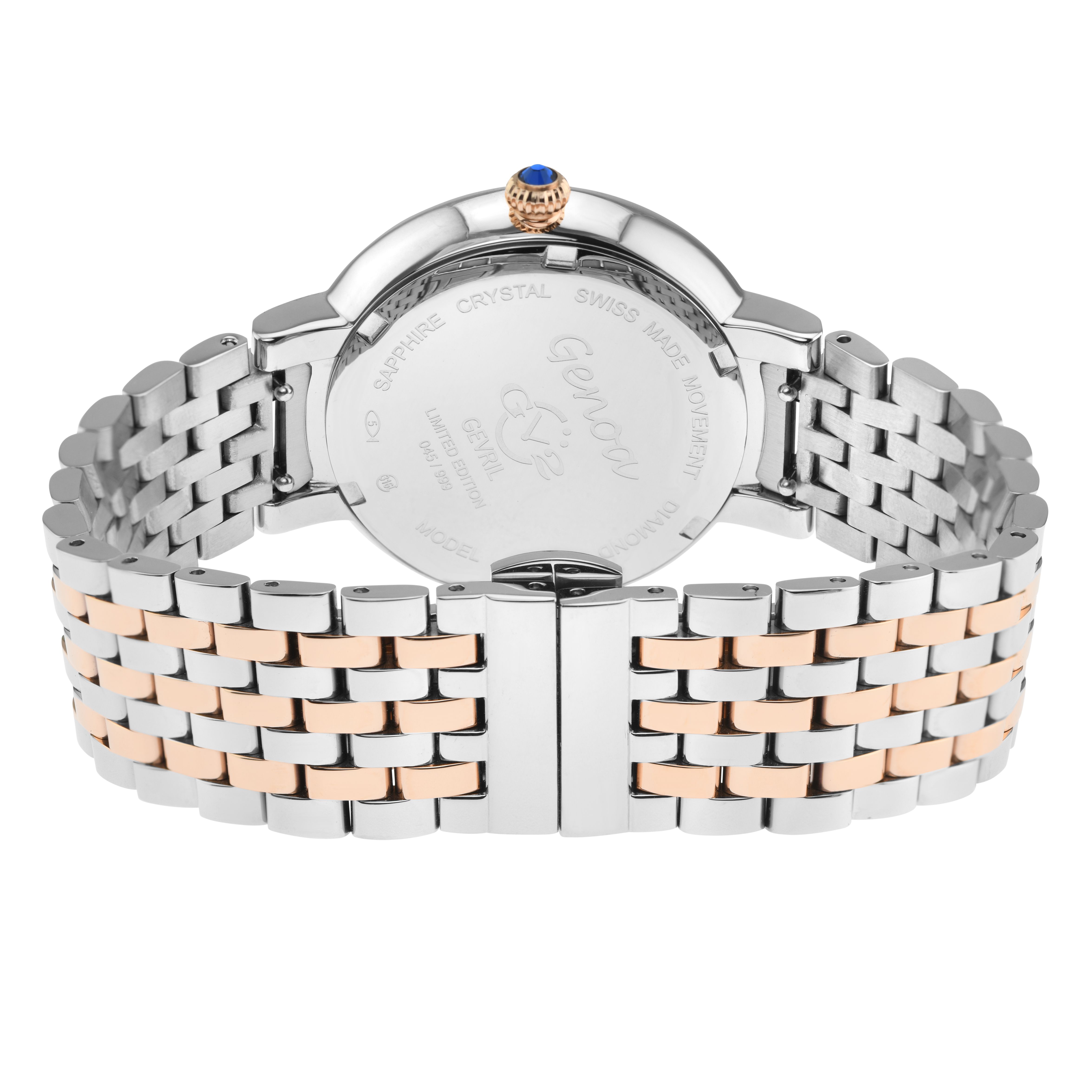 GV2 Genoa White MOP Dial, Stainless Steel Diamond Swiss Quartz Watch