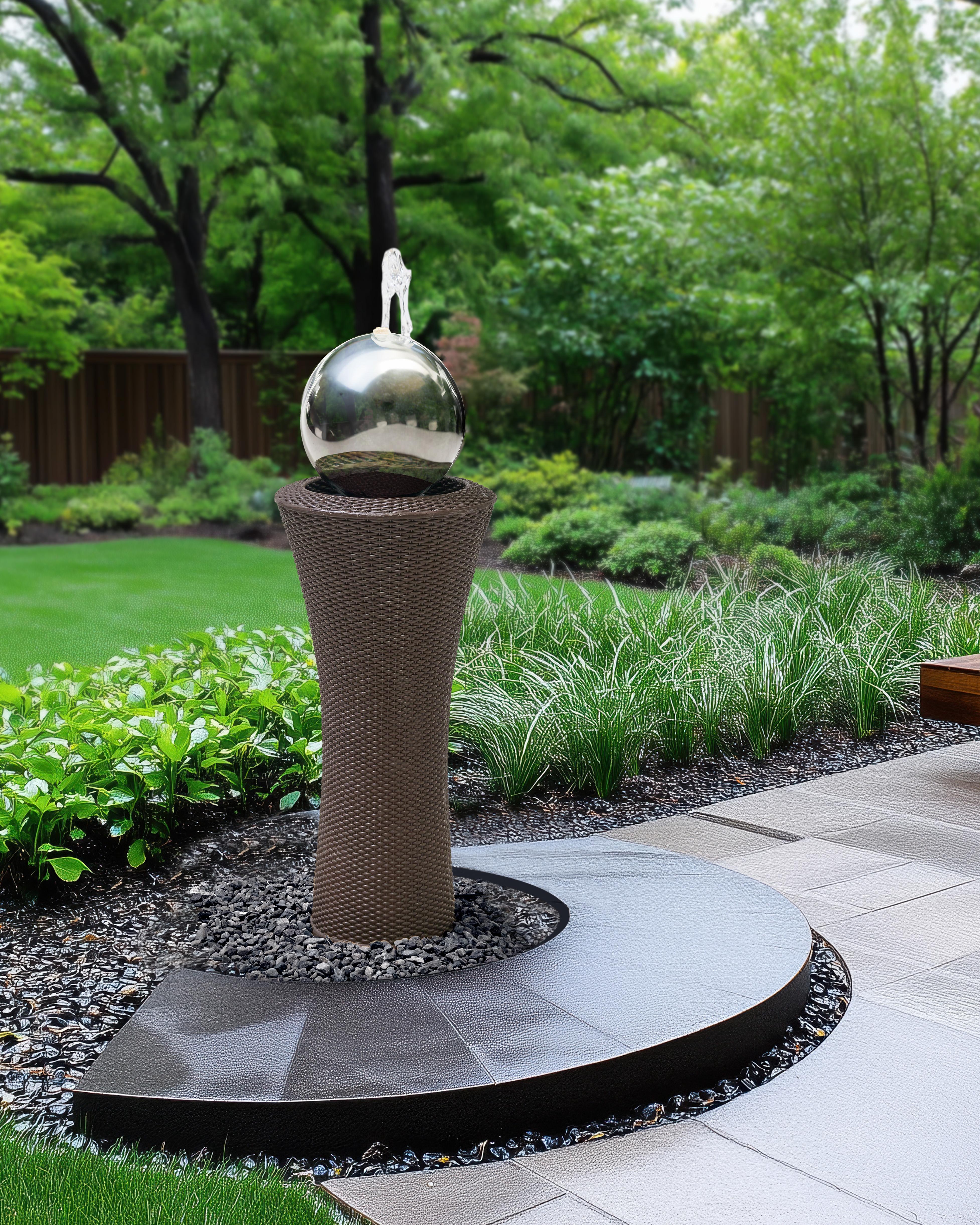Garden Water Feature ZENYATTA LED Brown