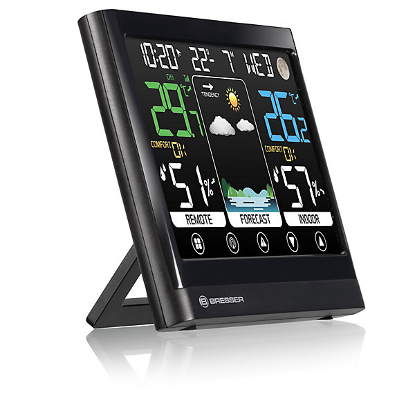 Bresser Station météo couleur avec écran tactile et capteur extérieur, prévisions météo, température, humidité, alarme climat inté