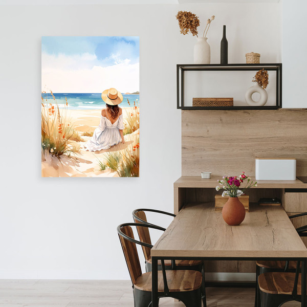 Obraz do salonu sypialni, Kobieta plaża morze pejzaż 20x30