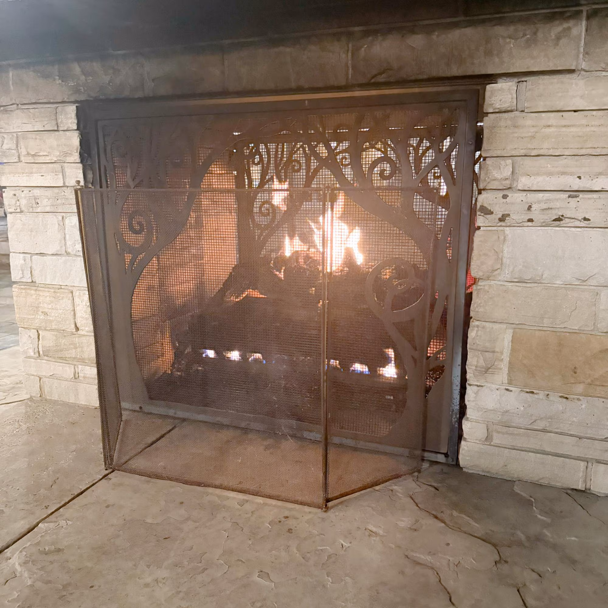Antique 19th Century Fireplace Screen Hinged Folding Fireplace Screen Mesh Fire Guard Hinged Tri Panel Hearth Screen Rustic Iron Fireguard